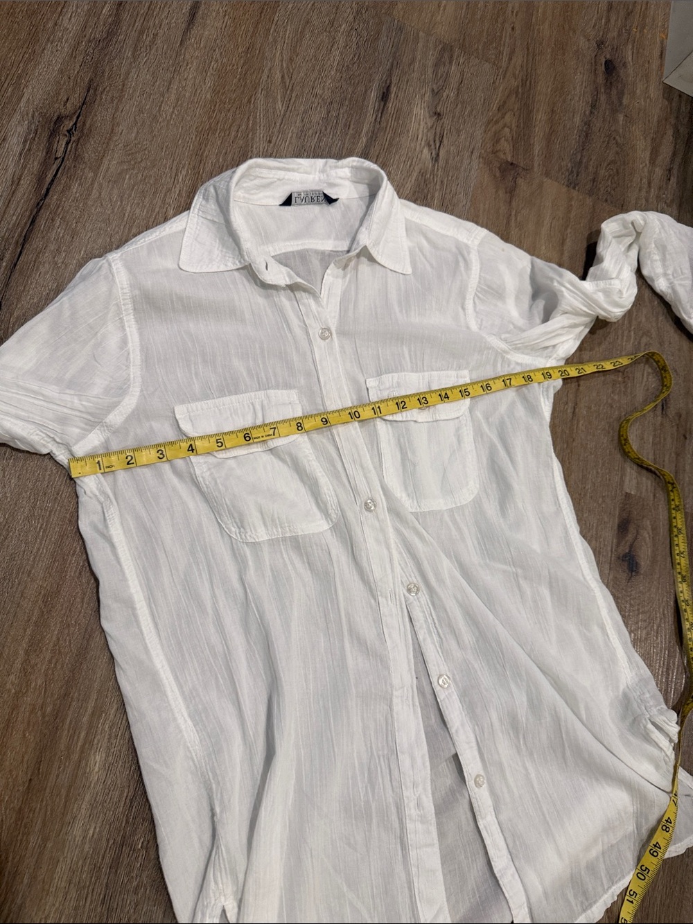 Ralph Lauren White Sheer Cotton Button-Up with Black Label - Picture 9 of 11